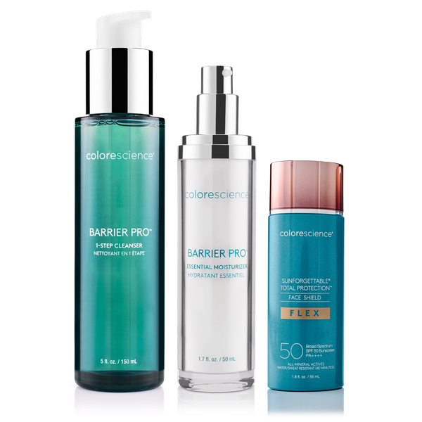 Barrier Pro™ Essential Moisturizer, Barrier Pro™ 1-Step Cleanser, Face Shield Flex SPF 50 || all