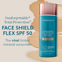 Sunforgettable® Total Protection™ Face Shield Flex SPF 50. The viral tinted mineral sunscreen