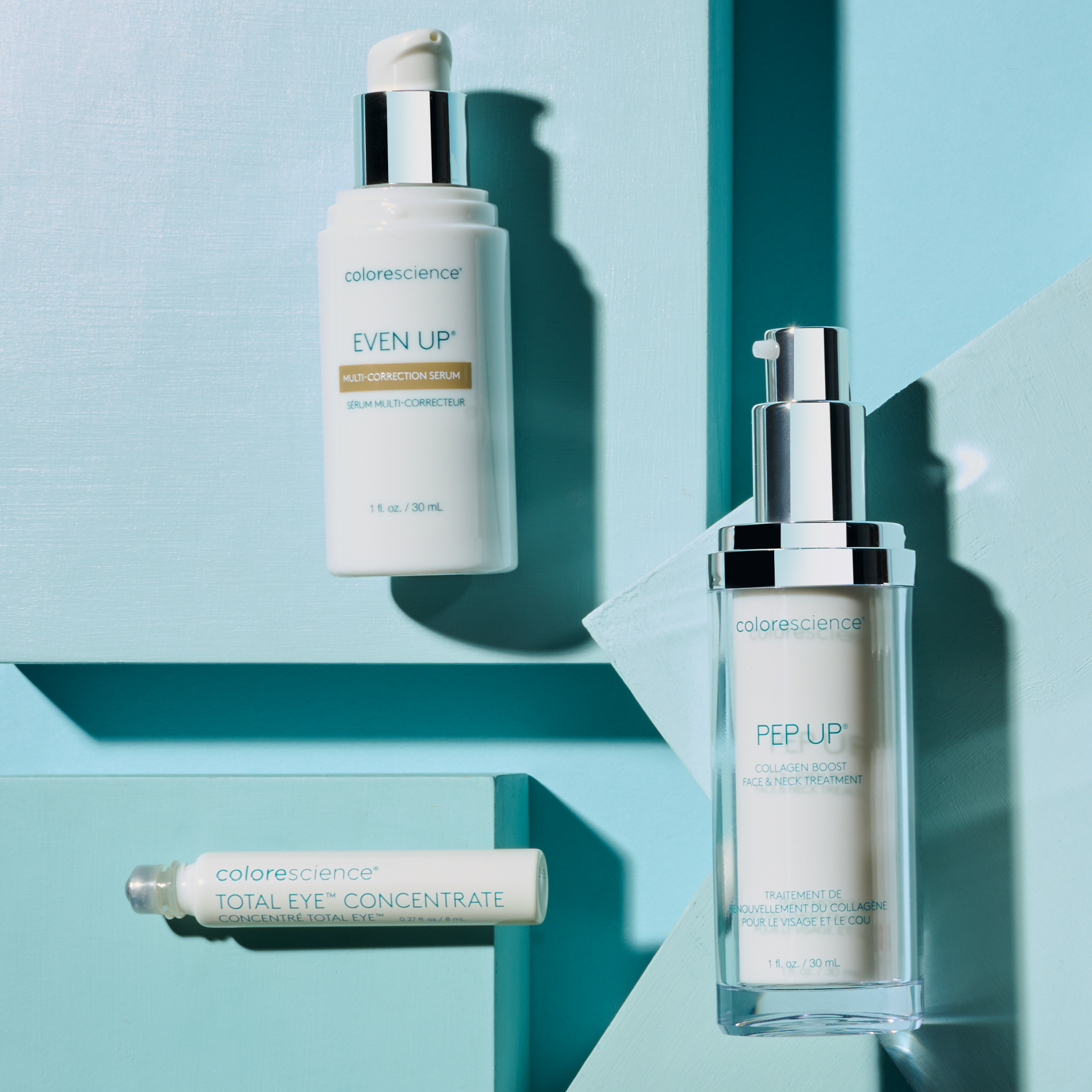 Serum Essentials: Pep Up Collagen Boost Face & Neck Serum, Total Eye Concentrate Serum, Even Up Multi-Correction Serum || all